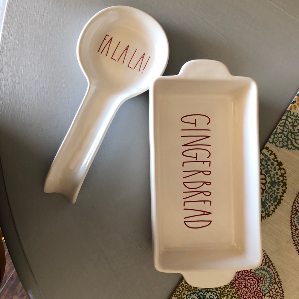 Rae Dunn Christmas spoon rest and loaf pan
